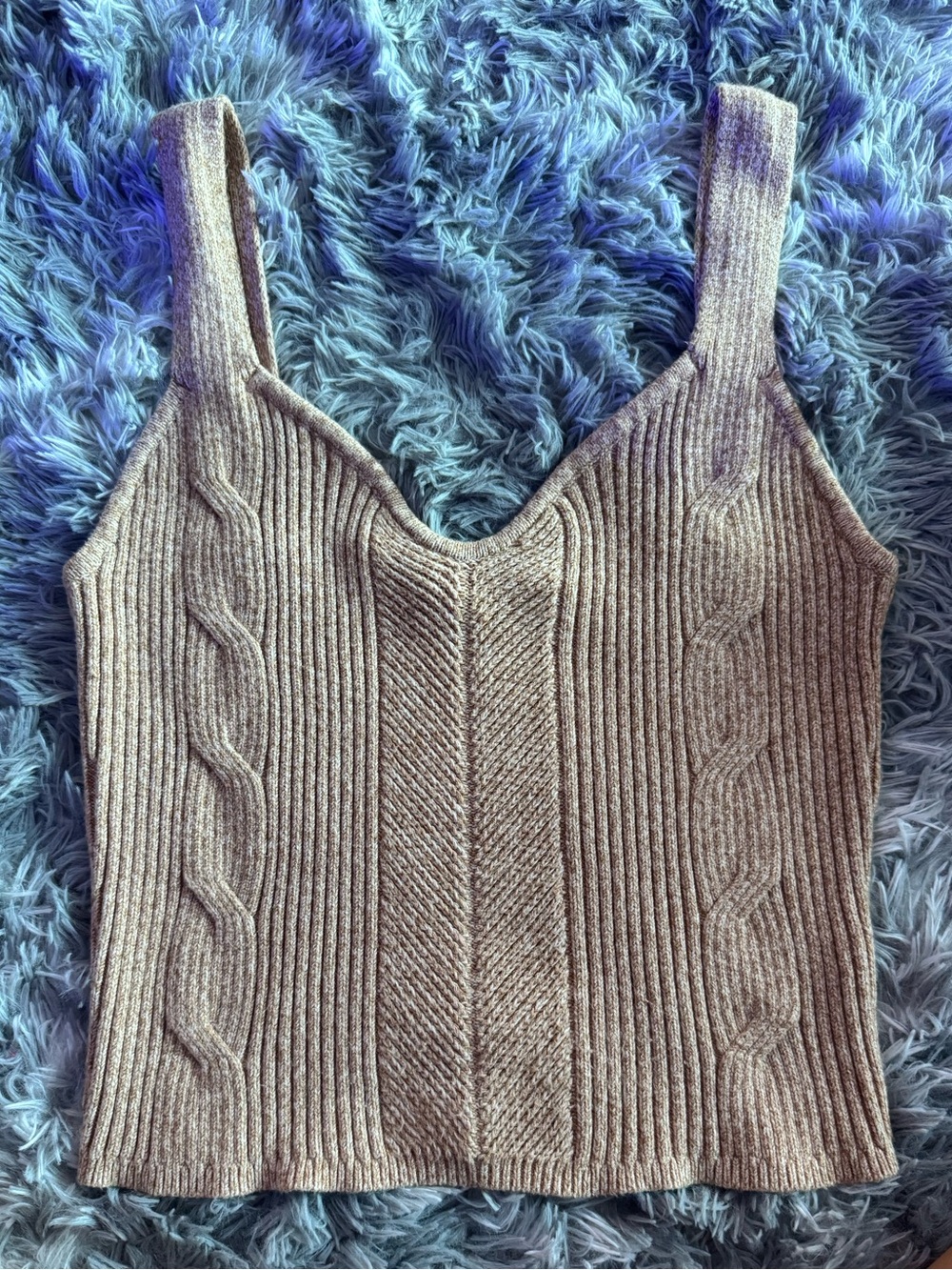Express Taupe Ribbed Cable Knit Tank Top